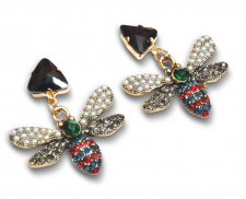 aretes fantasia abeja con cristales de colores